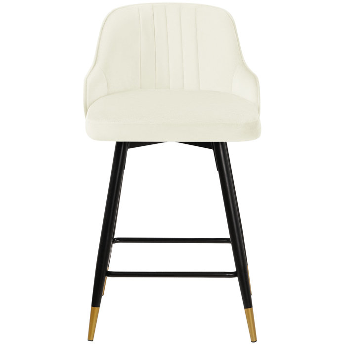 Everly Quinn Swivel Velvet Upholstered Counter & Bar Stool & Reviews